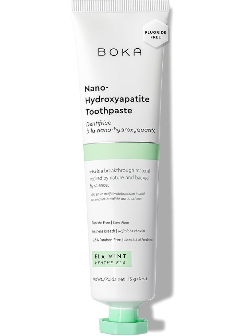 Boka Fluoride Free Nano Hydroxyapatite Toothpaste - Adult & Kids - Appropriate for Sensitive Teeth - No Sulfates & Parabens - Natural Flavors & Vegan - Mild Ela Mint (113g) 1pk - Image 1